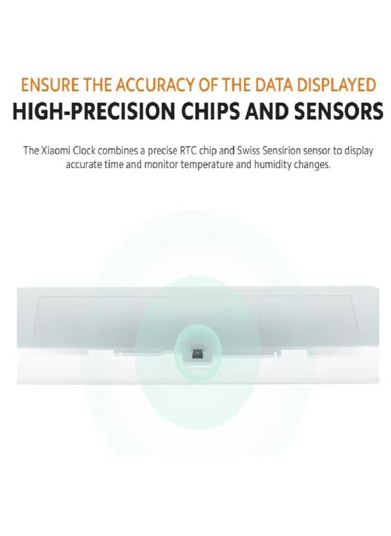 Smart Temperature and Humidity Monitor Clock Advanced E-Link Display for Crystal-Clear Readability, Compact and Stylish Design in White, Long-Lasting Battery Life, Real-Time Temperature and Humidity Tracking for Home Comfort- White