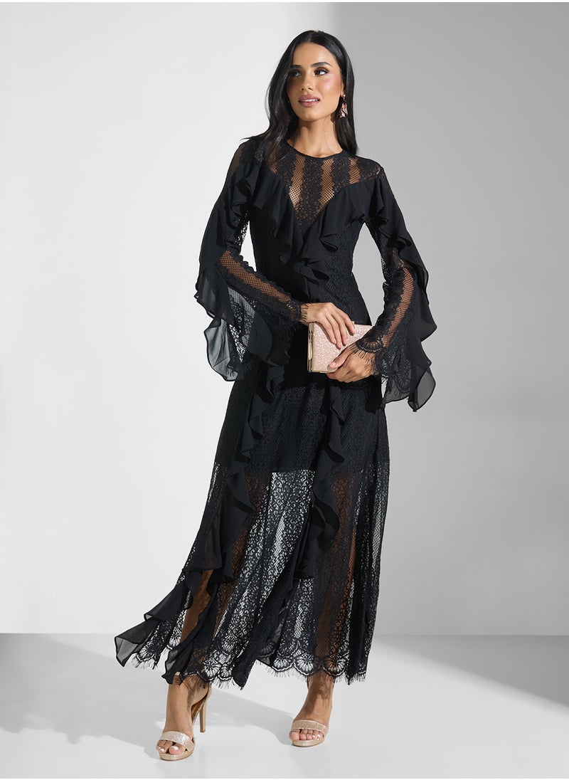Lace Ruffle Maxi Dress