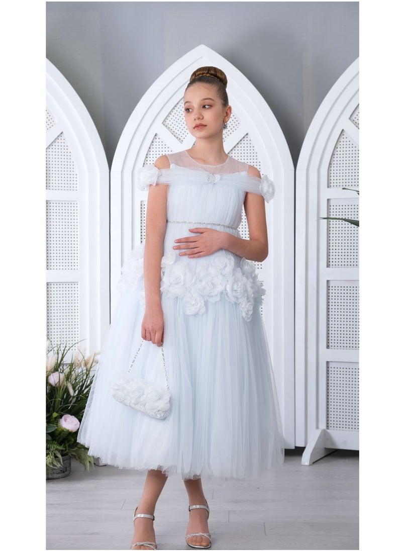 Flower Teen Dress Blue 3131