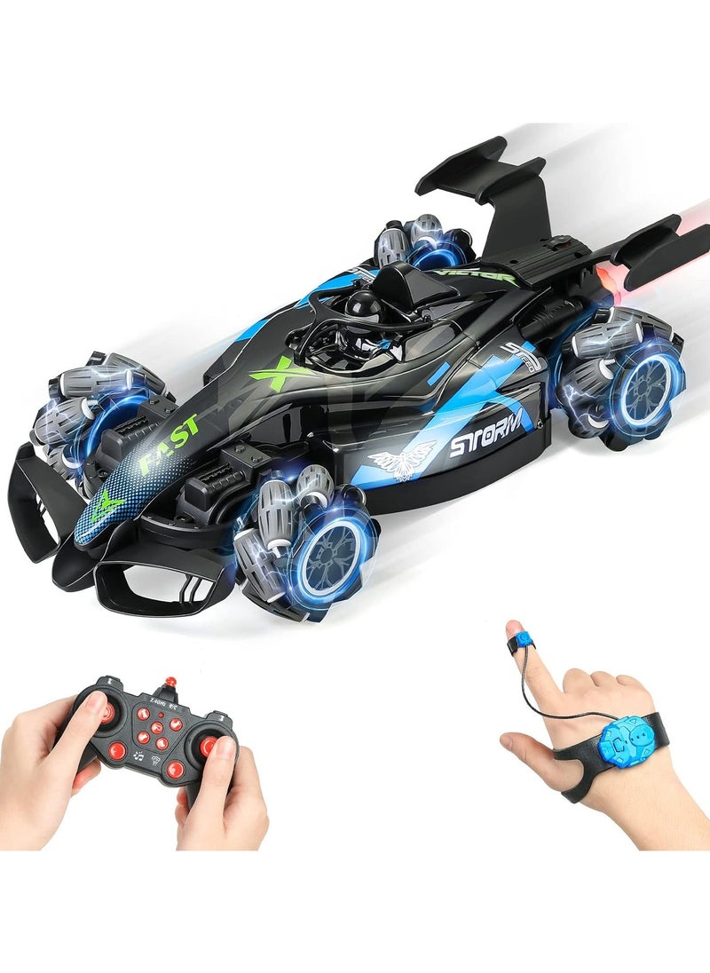 Remote Control Car, Hand Gesture Sensing RC Stunt Car with Light Spray & Sound, 2.4Ghz 360° Rotation 4WD RC Drift Car High Speed RC Race Car, Electric Rechargeable RC Cars for Teens and Adults
