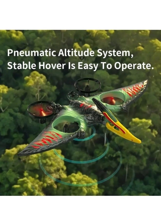 Flying Pterodactyl RC Drone – 360° Stunt Spins, LED Lights, 2.4GHz Remote, Rechargeable Battery for Indoor & Outdoor Fun