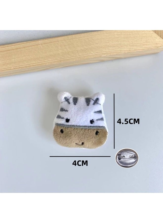 Classic Zebra Plush Jewelry Accessories Popular Animal Head Brooch Cute Cartoon Diy Luggage Clothing Pendant-Color:Zebra Brooch