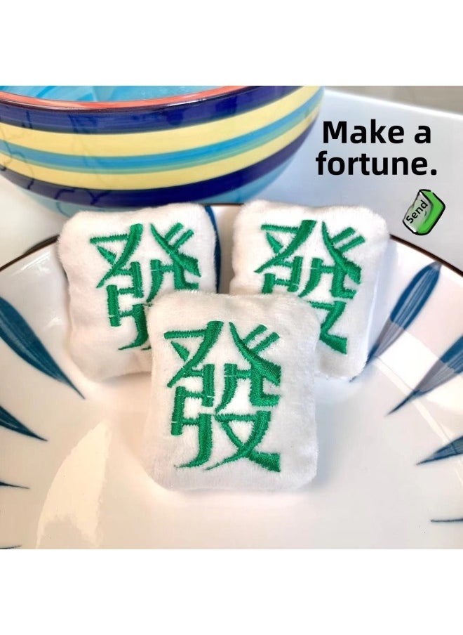 Spring And Summer Plush Brooch Creative Mahjong Fortune Red White Board Bag Pendant Clothing Accessories-Color:Rich Sticky Brooch