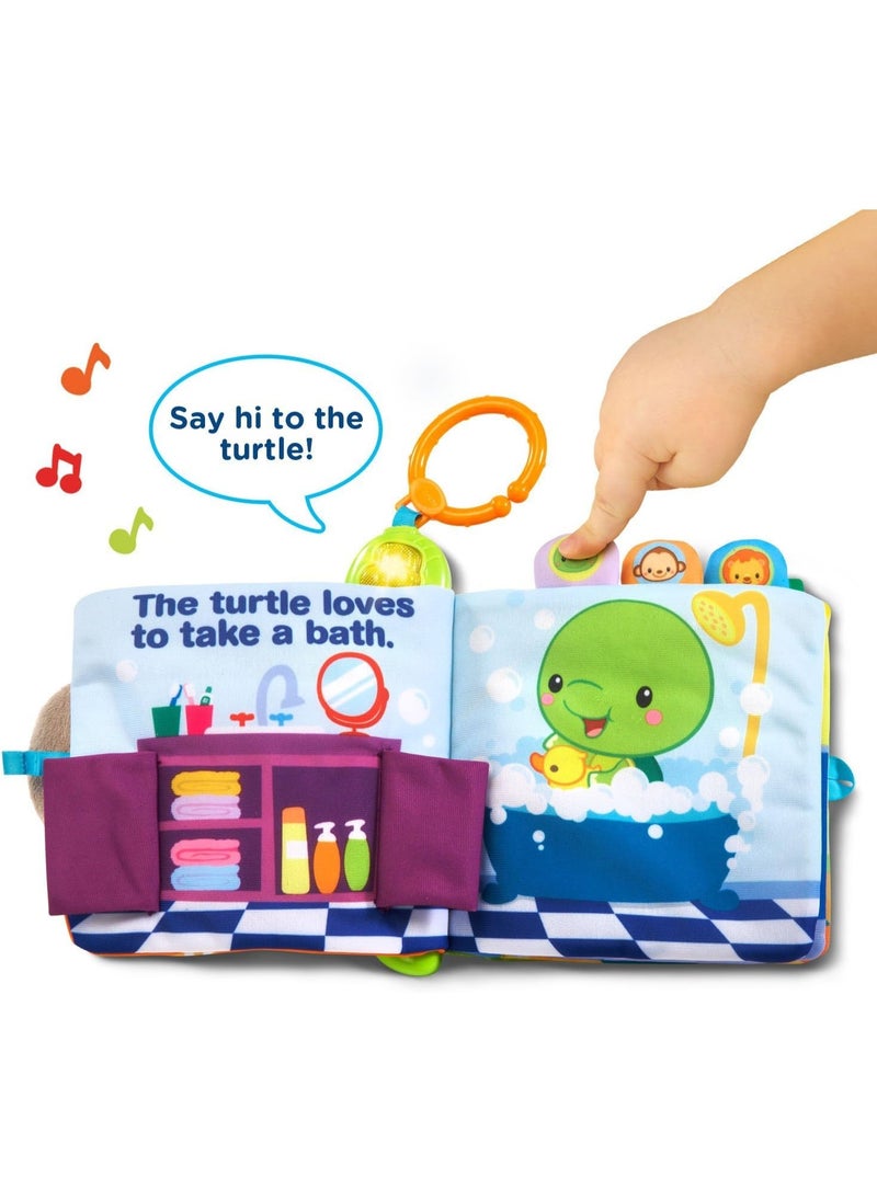Peek And Play Baby Book, 6 soft, interactive book pages introduce animals, 50+ playful songs