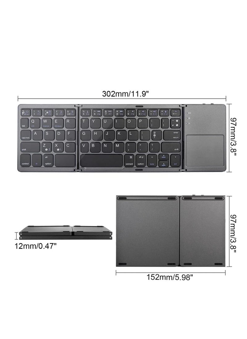 Ultra Thin Mini Bluetooth 3.0 Foldable Keyboard Wireless Folding BT With Touchpad Keyboard compatible with Tablet PC Laptop Mobilephone