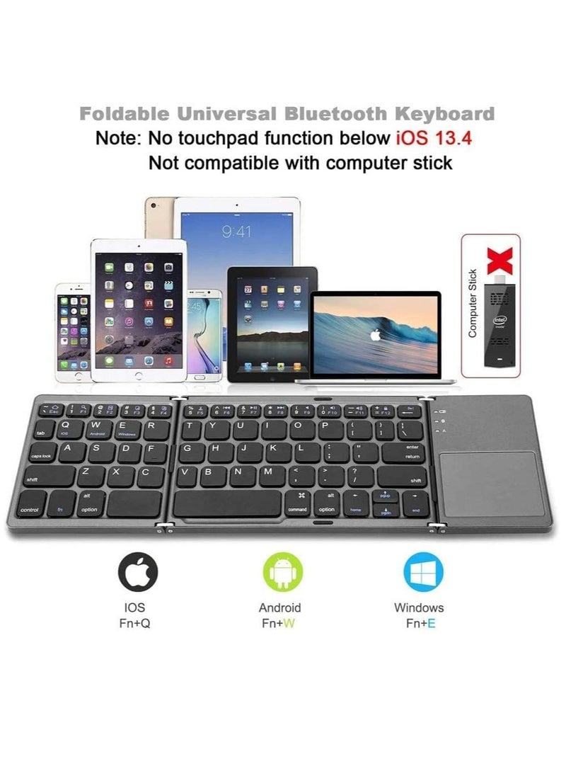 Ultra Thin Mini Bluetooth 3.0 Foldable Keyboard Wireless Folding BT With Touchpad Keyboard compatible with Tablet PC Laptop Mobilephone