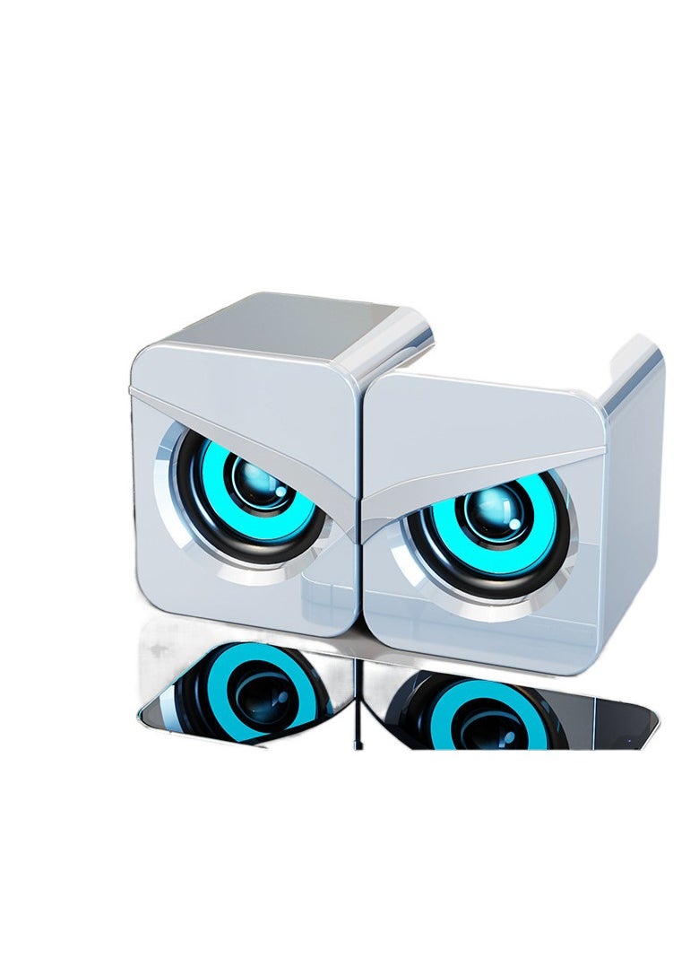V116 computer speaker USB 2.1 desktop speaker white upgraded version (4D stereo sound track lighting)