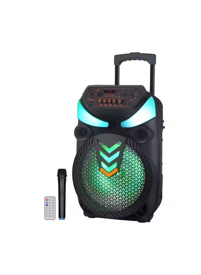 Portable Wireless Blue-tooth Karaoke Speaker With Mic Stereo HIFI Bass LED Colorful Light Party Trolley