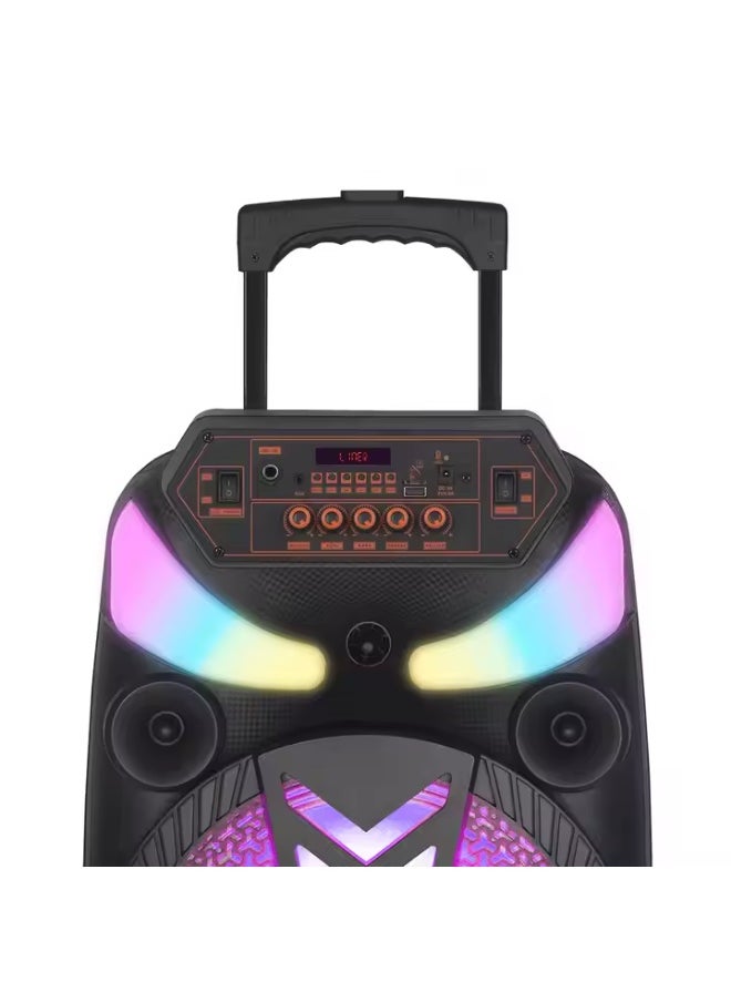 Portable Wireless Blue-tooth Karaoke Speaker With Mic Stereo HIFI Bass LED Colorful Light Party Trolley