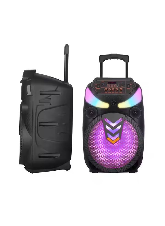 Portable Wireless Blue-tooth Karaoke Speaker With Mic Stereo HIFI Bass LED Colorful Light Party Trolley