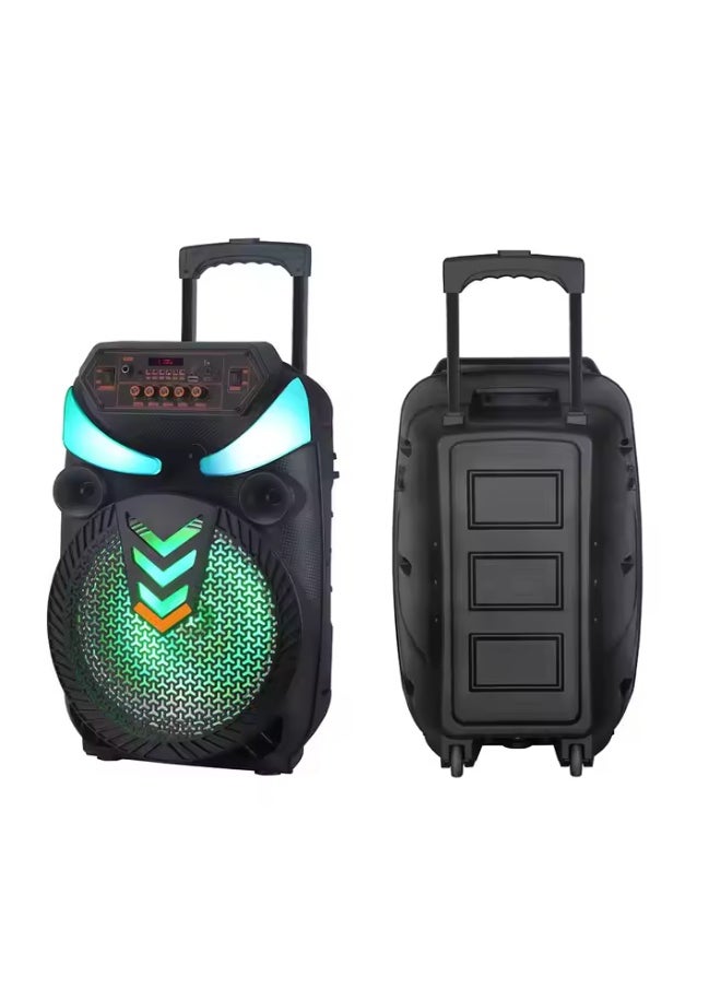 Portable Wireless Blue-tooth Karaoke Speaker With Mic Stereo HIFI Bass LED Colorful Light Party Trolley