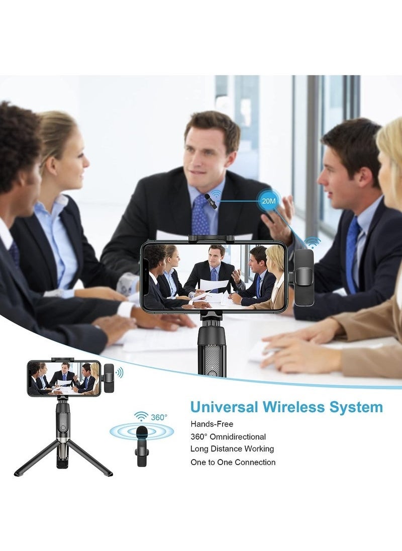 Wireless Lavalier Microphone for USB-C Android Phone – 2 Pack Plug & Play Mics with Noise Reduction, Auto Sync, Mute Function, 2.4GHz Transmission for Video Recording, Interviews, Live Streaming, Vlogs – Rechargeable & Type-C Charging Support