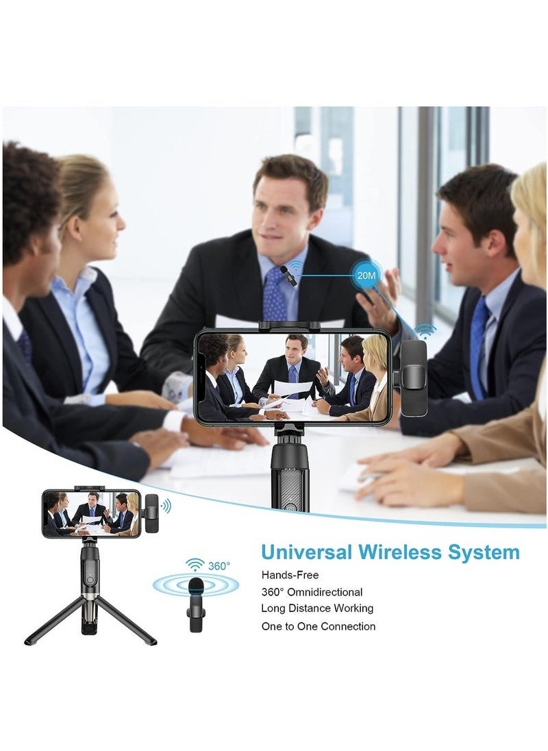 Wireless Lavalier Microphone for iPhone – 2 Pack Plug & Play Mics with Lightning Receiver, Noise Reduction, Auto Sync, Mute Function, 2.4GHz Wireless Mic for iOS Video Recording, Interview, Vlog – Charging Support