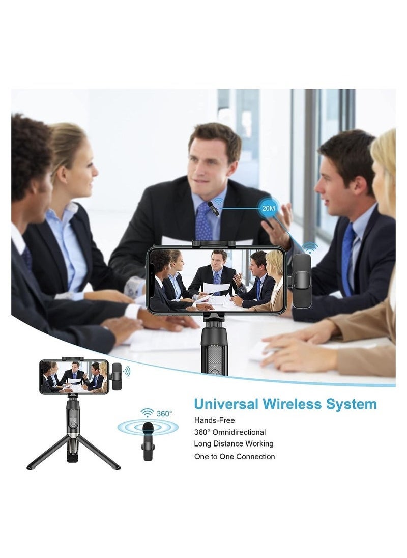 Wireless Lavalier Microphone for Type-C Android & iPhone – 2 Pack Plug & Play Mics with Lightning Adapter, Charging Support, Noise Reduction, Auto Sync, Mute Function – Dual Wireless Mic Set for Video, Interview, Vlog