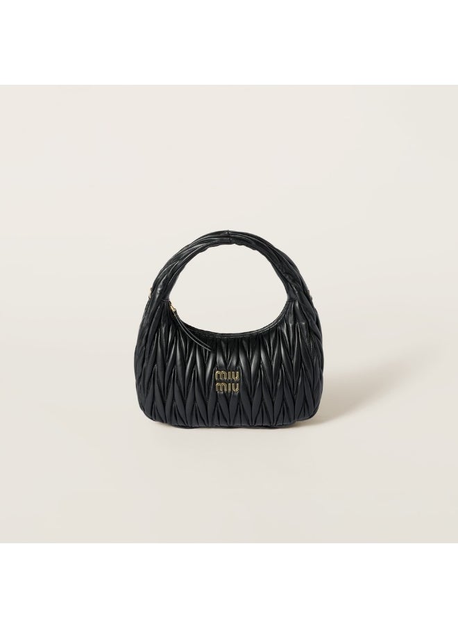 Miu wander matelass é soft leather hobo underarm bag women's handbag (Black)