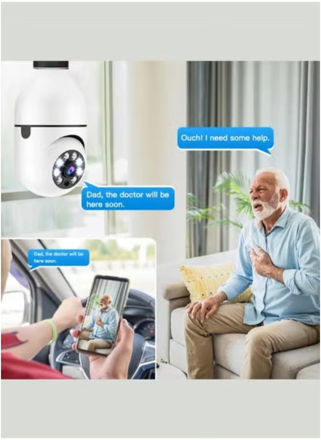 (Pack of 3) WiFi Surveillance Light Bulb Cameras | Full Color Night Vision | Automatic Human Tracking & Zoom | Indoor Security Monitor | Easy Installation | 360° Coverage | Two-Way Audio | Motion Detection | Ideal for Home & Office Security