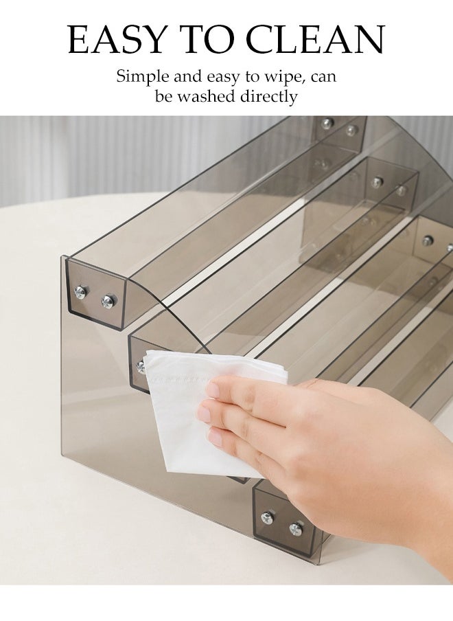 7-Layer Transparent Black Nail Polish Display Holder， Nail Polish Rack, Multi-Layer Trapezoidal Cosmetics Lipstick Organizer, Desktop Display Stand, Suitable For Eyeshadow Palette, Powder Pad, Lipstick And Perfume Organization, Professional Nail Salon Makeup Table