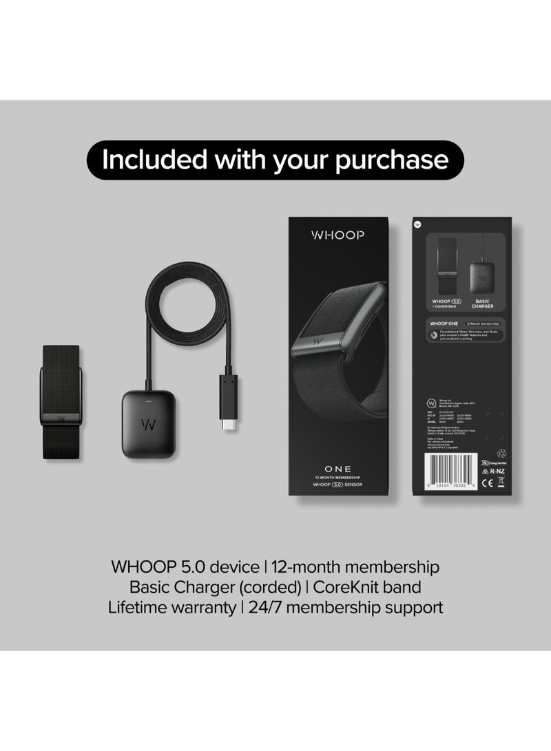 One – 12-Month Membership – 5.0 Health and Fitness Wearable – 24/7 Activity Tracker with VO2 Max, Sleep Tracking, Personalized Coaching, Menstrual Cycle Insights – 14+ Days Battery Life Onyx