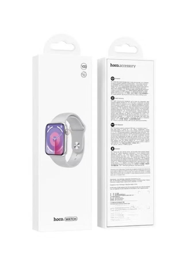 Smartwatch HOCO Y23 Sports Calling Edition – White, 2.02-Inch Smooth Full Touch Screen, Bluetooth V5.0 Smartwatch with Heart Rate & Sleep Monitoring, Waterproof Fitness Tracker, Sedentary Reminder, Call & Message Notifications, Compatible with Android & iOS