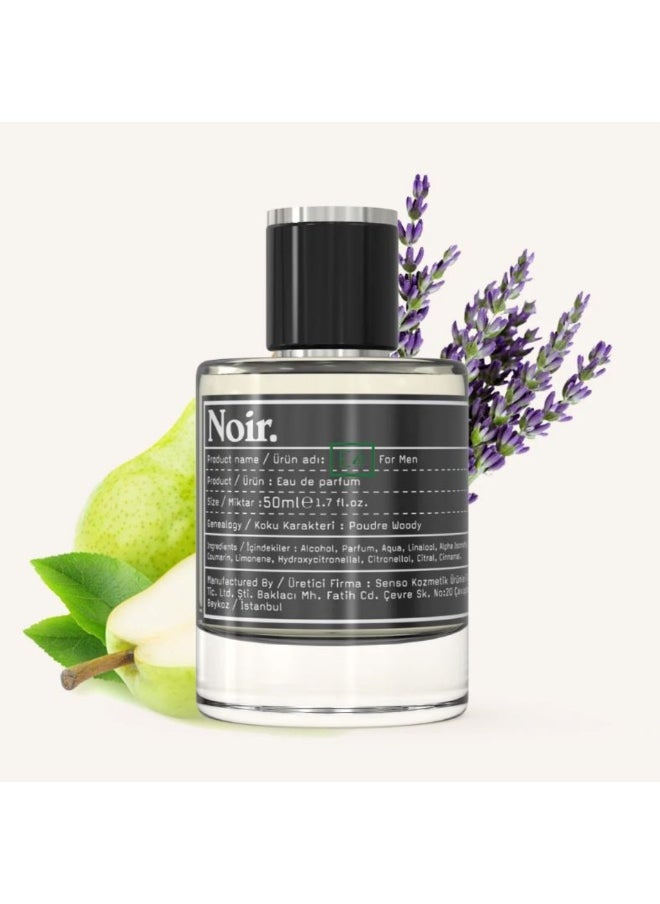 NOIR E4 Men's Perfume – Eau De Parfum 50ML | Woody, Amber, Iris, Musk & Vetiver Scent | Long Lasting Luxury Fragrance | Made in Turkey