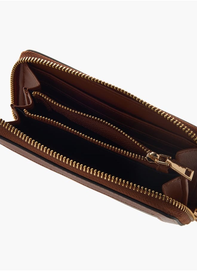 Womens Monogram Print Zip Around Wallet