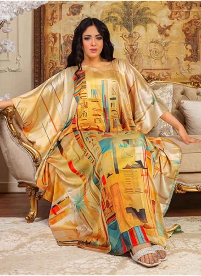 Silky Satin Jalabiya - Printed