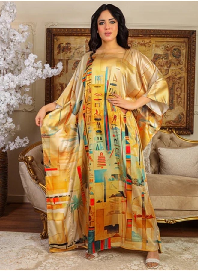Silky Satin Jalabiya - Printed