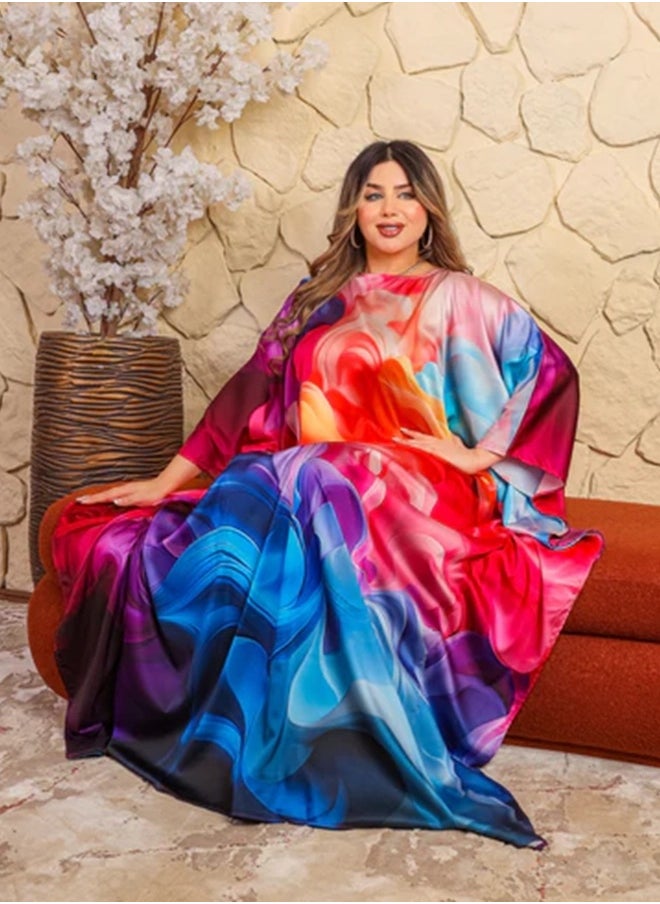Silky Satin Jalabiya - Printed