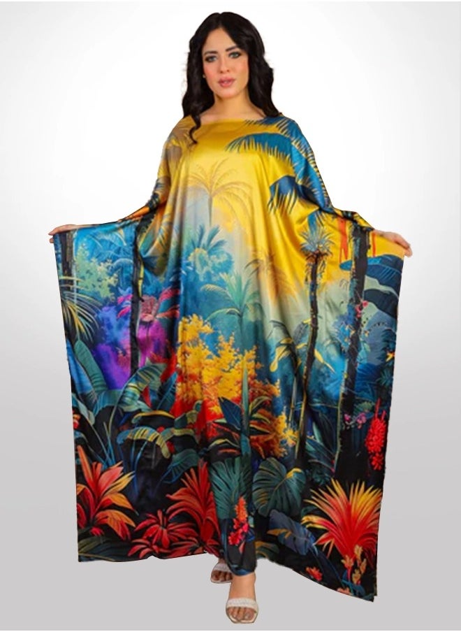 Silky Satin Jalabiya - Printed