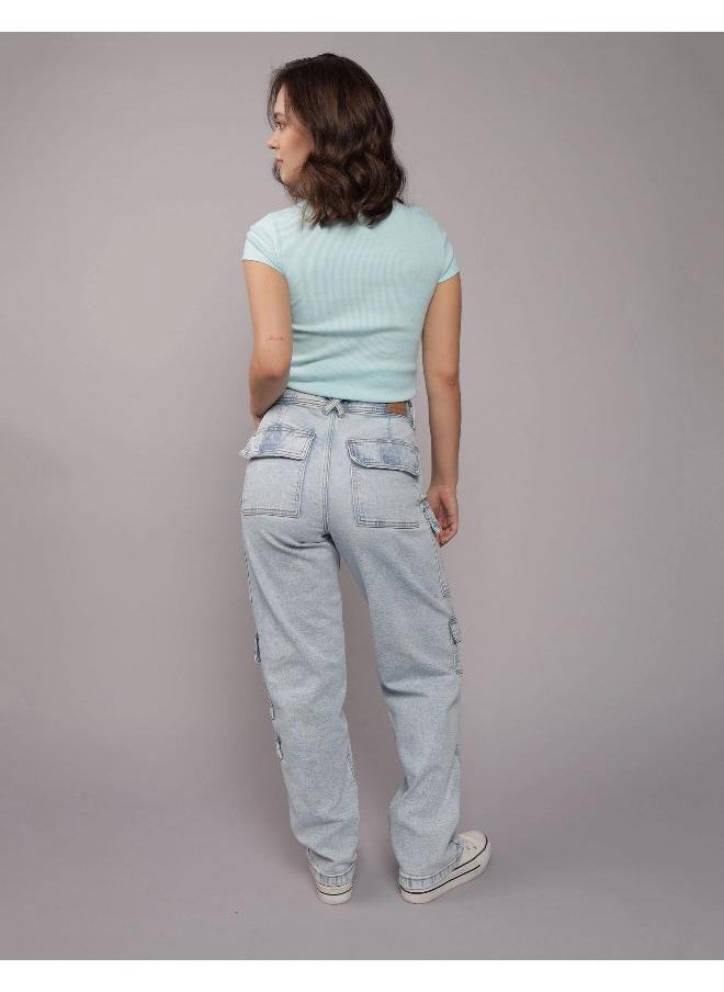 AE Stretch Super High-Waisted Baggy Straight Cargo Jean