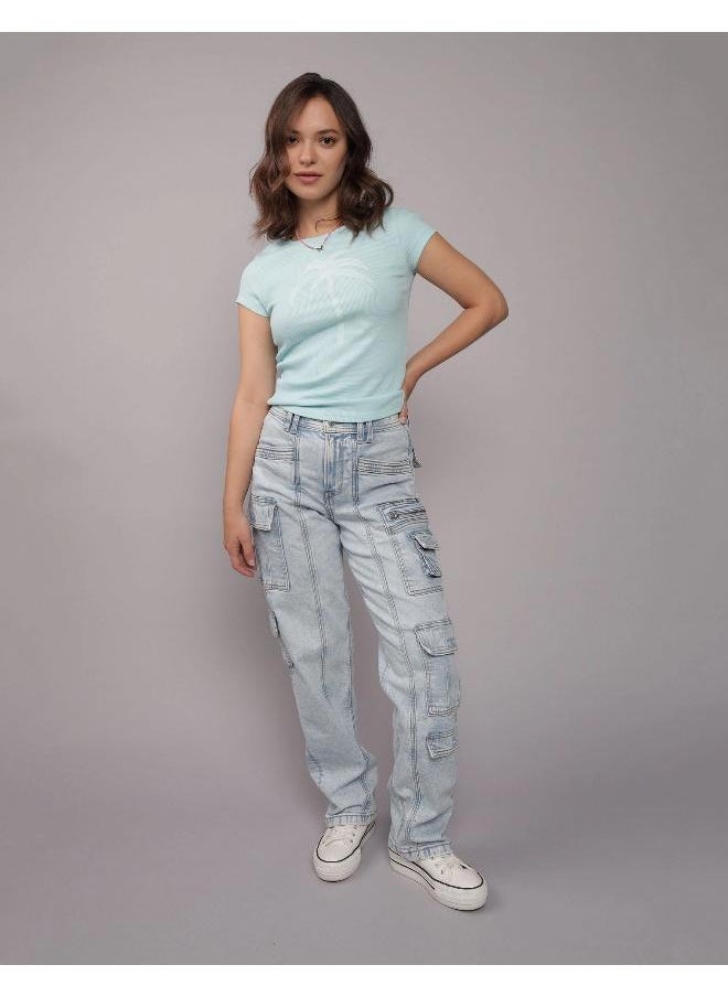 AE Stretch Super High-Waisted Baggy Straight Cargo Jean