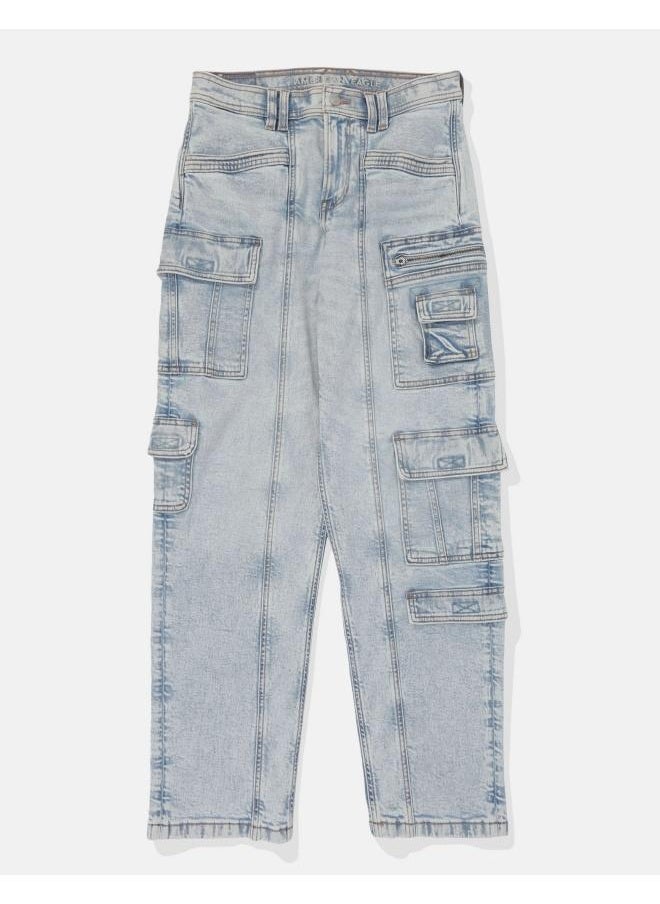 AE Stretch Super High-Waisted Baggy Straight Cargo Jean