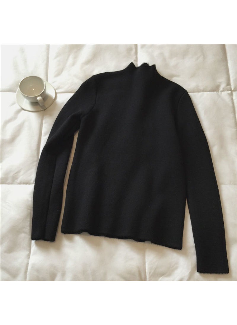 Winter Slim Fit Warm Knit Top Black