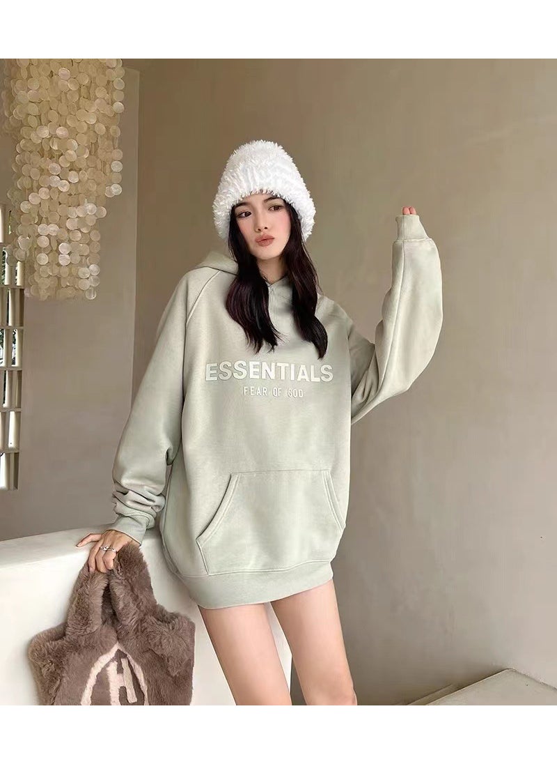 Fog Essentials Pink Loose-fit Couple Sweatshirt Trendy Womens Spring/autumn Oversize Bottoming Shirt Avocado green