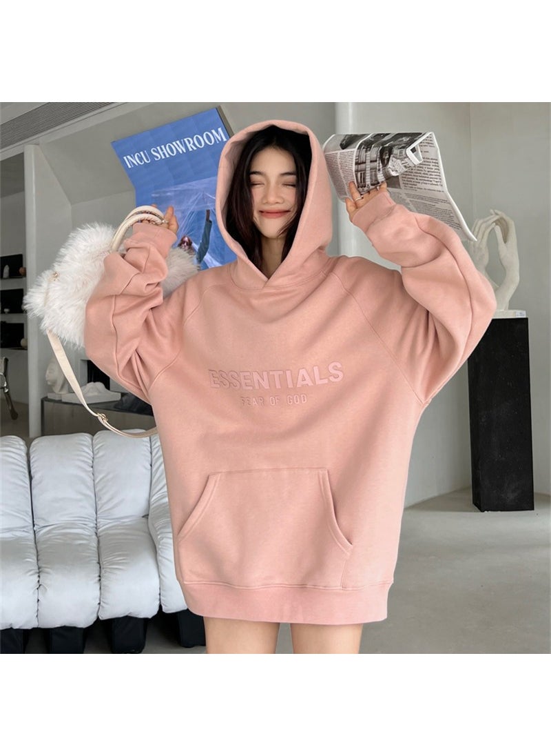 Fog Essentials Pink Loose-fit Couple Sweatshirt Trendy Womens Spring/autumn Oversize Bottoming Shirt Avocado green