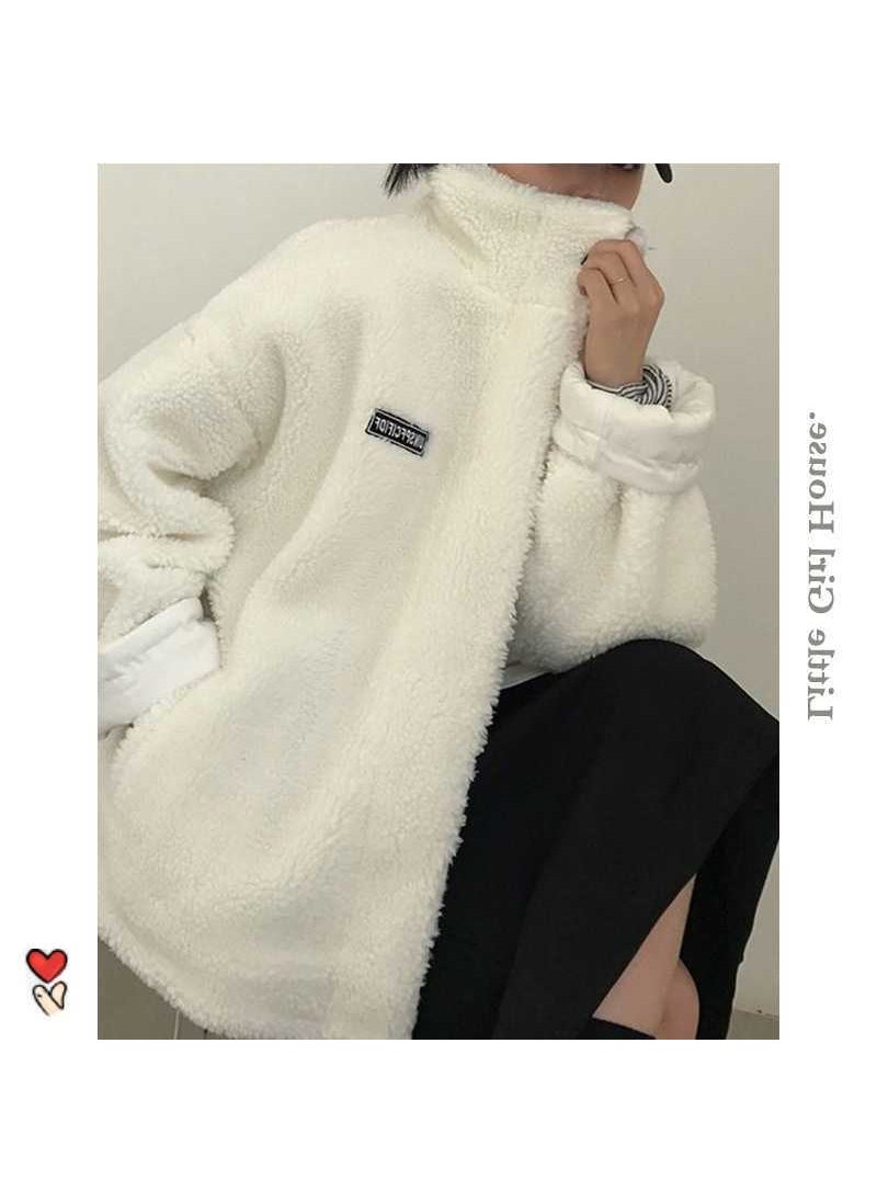 2023 Double-Sided Cotton Coat Women Winter Red Thick Korean Fashion Stand Collar Jacket White