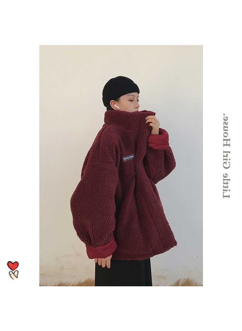 2023 Double-Sided Cotton Coat Women Winter Red Thick Korean Fashion Stand Collar Jacket White