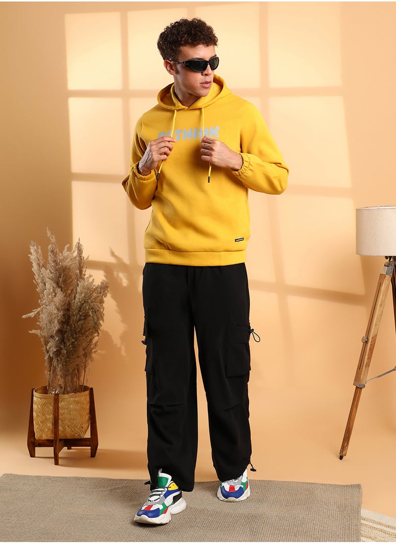 Men's Yellow Rethink Hoodie With Ribbed Hem