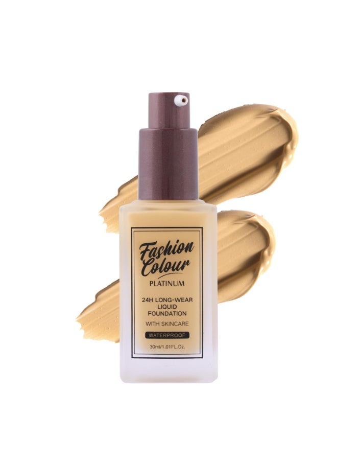 Platinum 24Hr Liquid Foundation Full Coverage Waterproof Oil Control Warm Nude 30ml