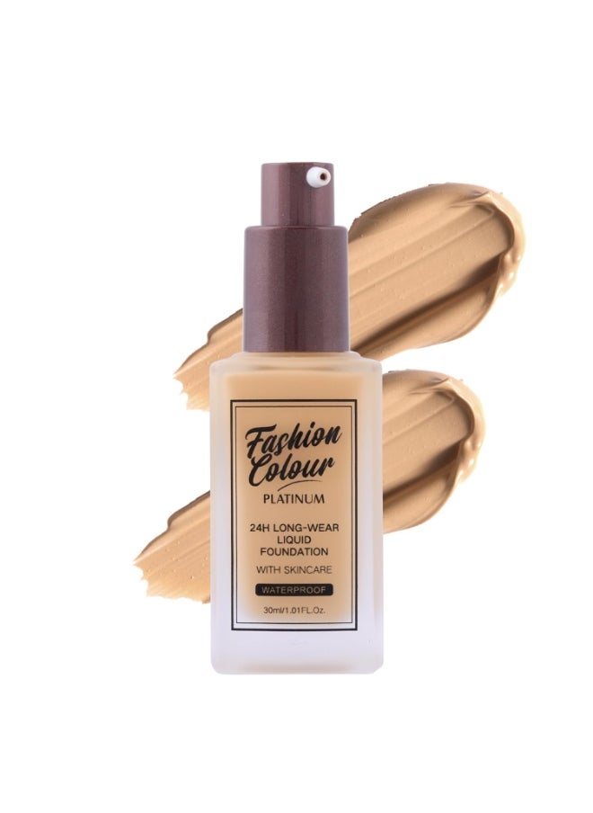 Platinum 24Hr Liquid Foundation Full Coverage Waterproof Oil Control Golden 30ml