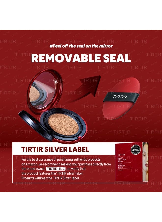 TIRTIR Mask Fit Red Cushion Foundation, Full coverage, Weightless, Skin Fit, Satin Glow Finish, Korean Makeup Cushion Foundation (#29N Natural Beige, 0.63 Fl Oz)