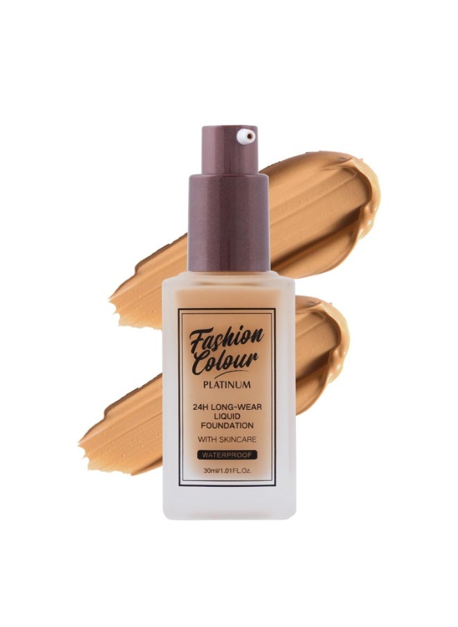 Platinum 24Hr Liquid Foundation Full Coverage Waterproof Oil Control MOCHA 30ml