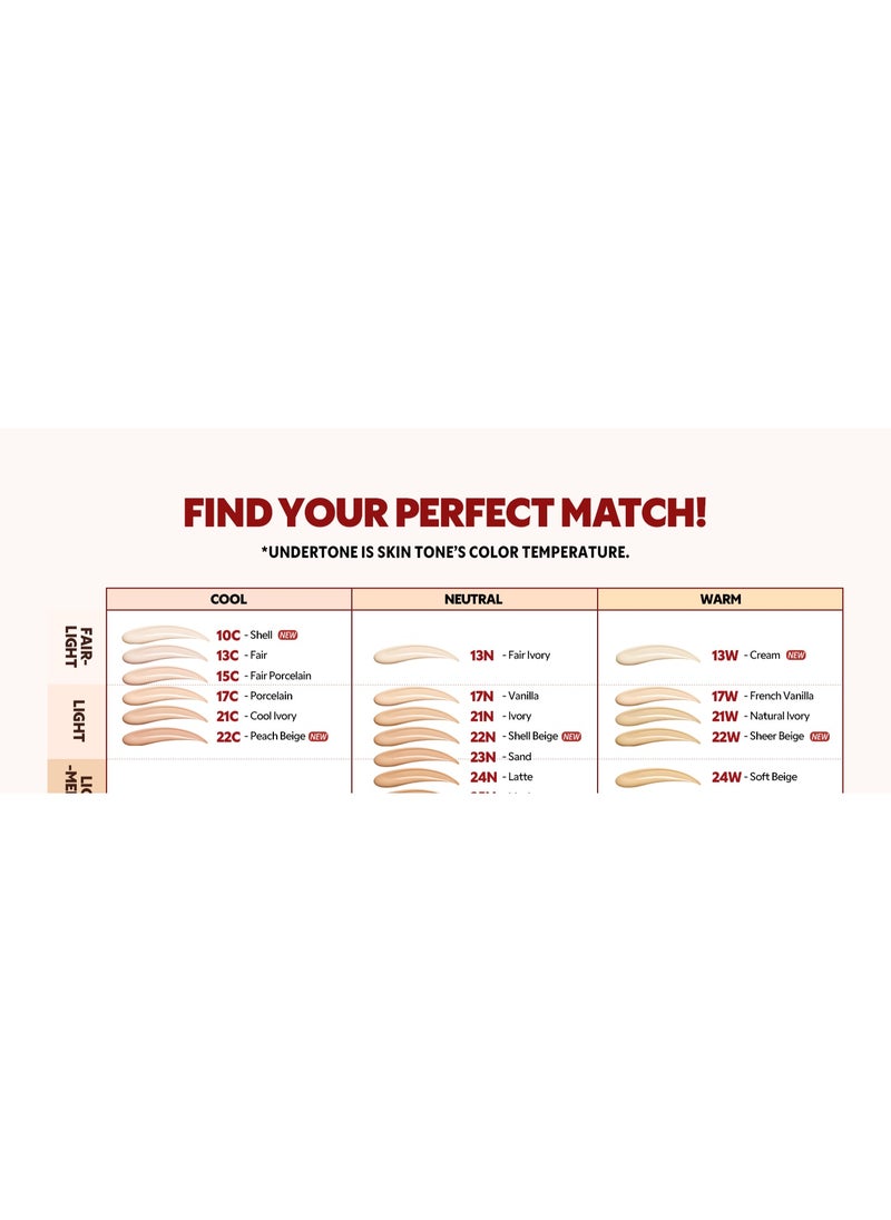 TIRTIR Mask Fit Red Cushion Foundation, Full coverage, Weightless, Skin Fit, Satin Glow Finish, Korean Makeup Cushion Foundation (#23N Sand, 0.63 Fl Oz)