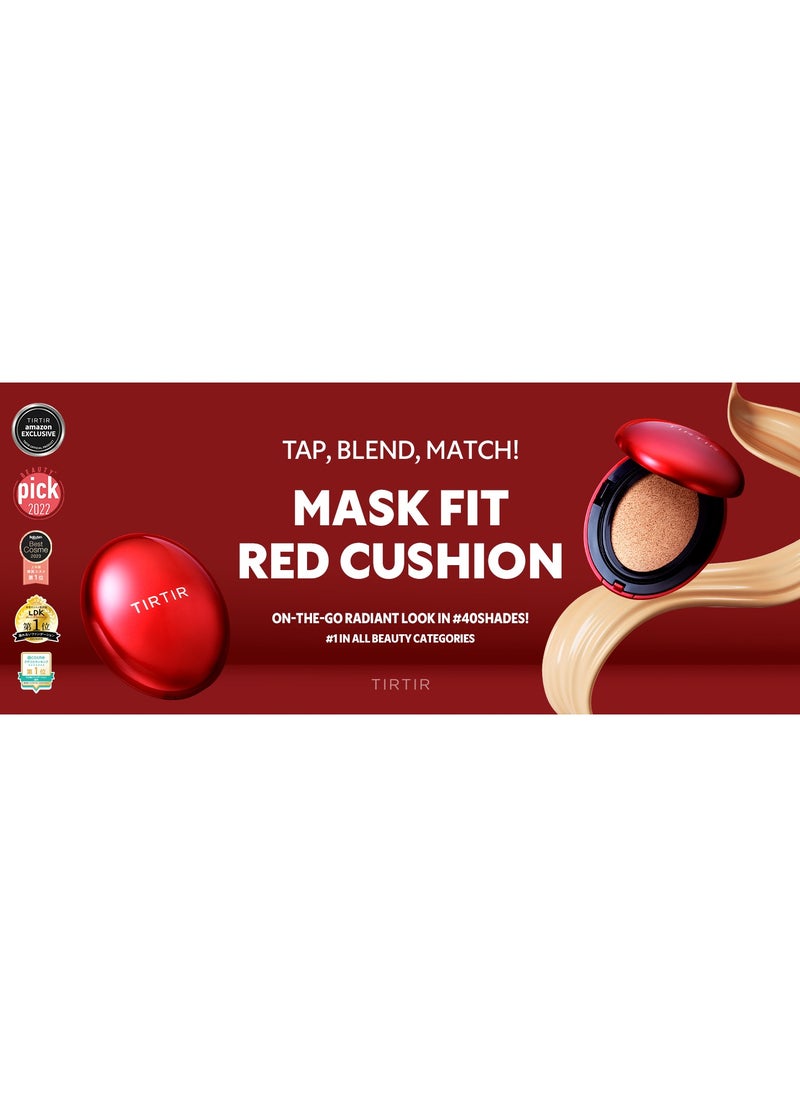TIRTIR Mask Fit Red Cushion Foundation, Full coverage, Weightless, Skin Fit, Satin Glow Finish, Korean Makeup Cushion Foundation (#23N Sand, 0.63 Fl Oz)