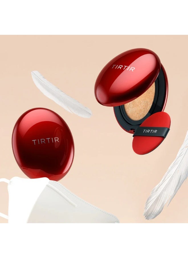 TIRTIR Mask Fit Red Cushion Foundation, Full coverage, Weightless, Skin Fit, Satin Glow Finish, Korean Makeup Cushion Foundation (#23N Sand, 0.63 Fl Oz)