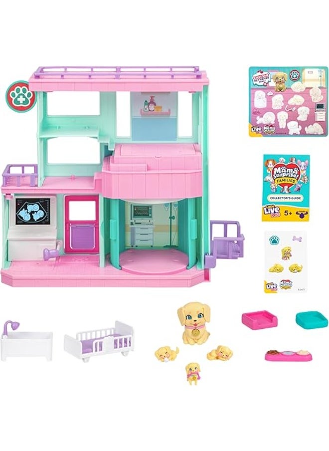 Little Live Pets Mama Surprise Families Baby Care Clinic Playset with 3 Retriever Puppies & Accessories