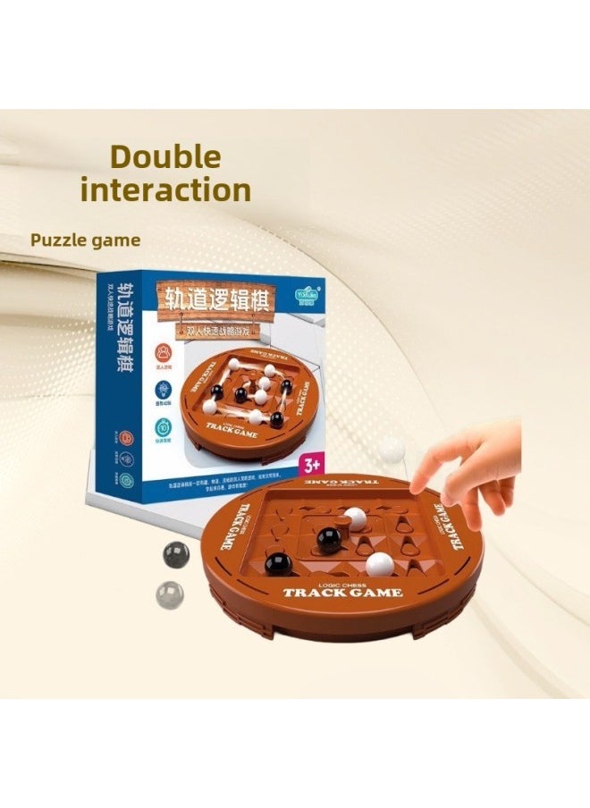 Magnetic Effect Chess Track Logic Chessboard Puzzle Thinking Training Toys Chess Children's Parent-child Interactive Board Games-Color:Round-orbital Logic Chess (16 Pieces Free) Color Box