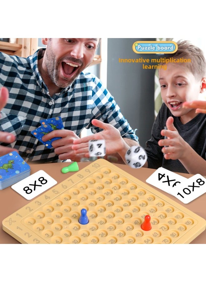 99 Multiplication Table Children's Early Education Puzzle 99 Multiplication Formula Table Primary School Students 99 Multiplication Board Explosions-color:99 Multiplication Board Game [card*100+dice*2+chess Pieces*4]-Specifications:OPP Bag