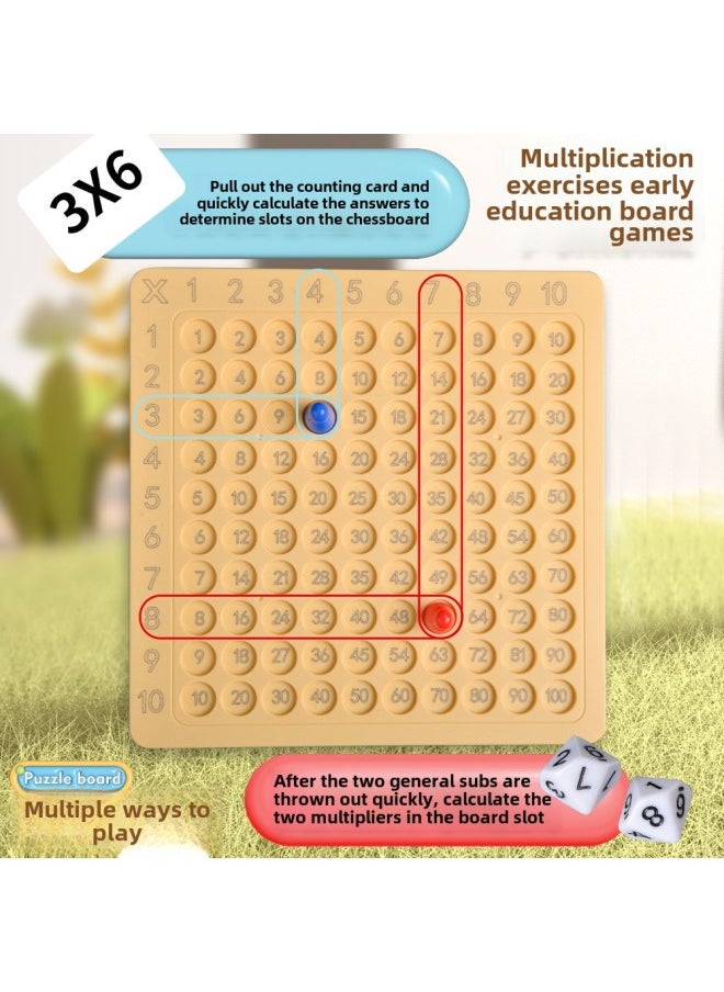 99 Multiplication Table Children's Early Education Puzzle 99 Multiplication Formula Table Primary School Students 99 Multiplication Board Explosions-color:99 Multiplication Board Game [card*100+dice*2+chess Pieces*4]-Specifications:OPP Bag