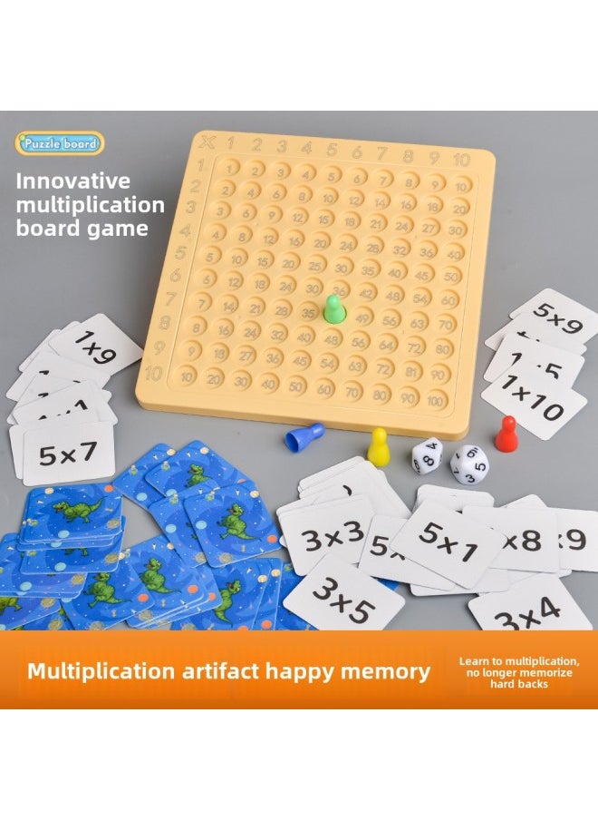 99 Multiplication Table Children's Early Education Puzzle 99 Multiplication Formula Table Primary School Students 99 Multiplication Board Explosions-color:99 Multiplication Board Game [card*100+dice*2+chess Pieces*4]-Specifications:OPP Bag